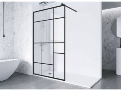 Paroi de douche fixe Black New Anco transaparente Epaisseur 6 mm Profilé noir 1000 mm