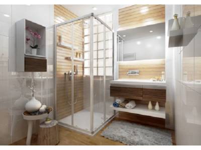Porte de douche d'angle coulissant Ancoswing 80 cm profilé blanc