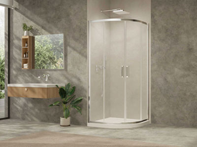 Porte de douche quart de rond coulissant Ancoswing 90 cm profilé argent