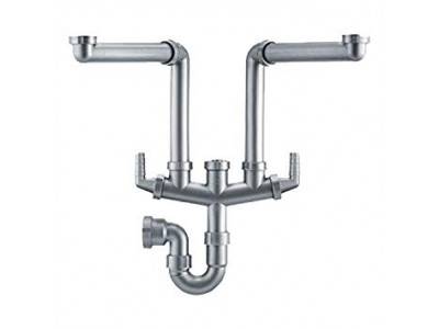 Tubulure 1 cuve avec siphon et prise lave-vaisselle 430852 Gris