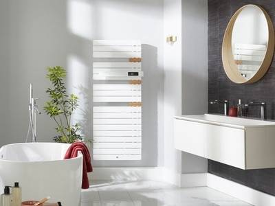 Sèche serviette électrique Allure 3 Classique 500 Watts, Mât à droite Blanc Brillant Intégral