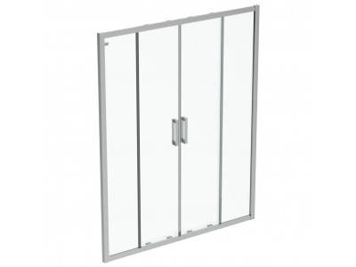 Porte de douche Connect 2 accès de face 100 cm profilés argent brillant
