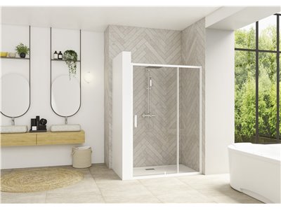Porte de douche Smart Design P Verre transparent 70 cm Blanc