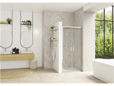 Porte de douche Smart Design 2P Verre transparent 70 cm Blanc