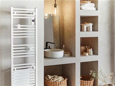 Sèche serviette électrique Doris Étroit 300 Watts Blanc Brillant