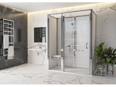 Cabine Onyx Porte Duo 1280DDLAWH 1200x800 mm en niche gauche
