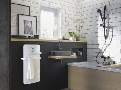 Sèche serviette électrique Hélia 500+700 Watts, Blanc Satiné