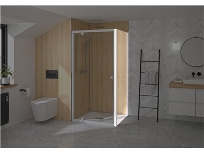 Paroi de douche Smart Design Fixe sans seuil pour montage en angle 70  profilé chromé verre sérigraphié cosmos