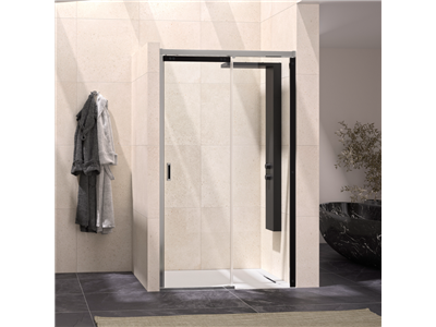 Paroi de douche avec 1 volet coulissant Flat C partie fixe à droite passage à gauche 1175-1205 mm