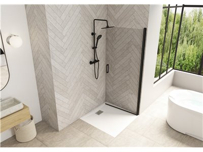 Porte de douche Smart Design Solo P Verre transparent 70 cm Blanc