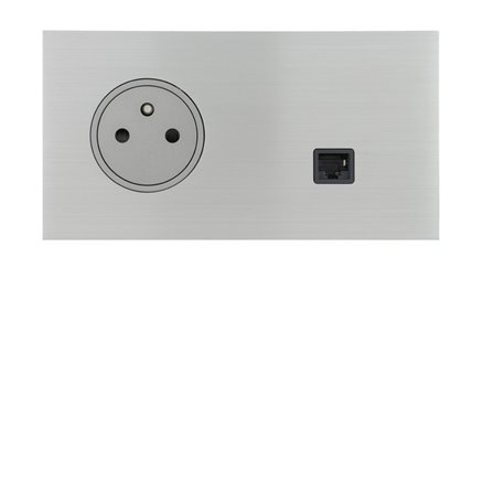 Prise de courant 2P+T et RJ45 univers Epure Art d'Arnould