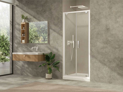 Porte de douche à 2 battants Ancoswing 80 cm profilé blanc