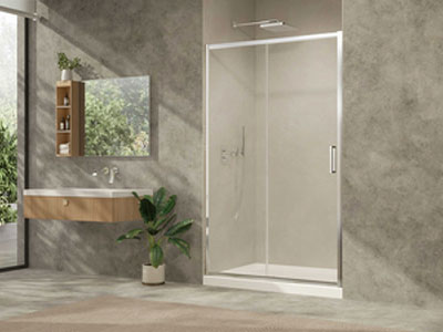 Porte de douche coulissante Ancoswing 100 cm profilé blanc