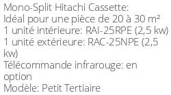 Climatiseur Cassette Petit Tertiaire 2,5 kWatts