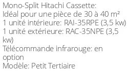 Climatiseur Cassette Petit Tertiaire 3,5 kWatts