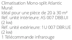 Climatiseur Mural Dojo Eco 2 kWatts