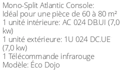 Climatiseur Console Éco Dojo 6,9 kWatts