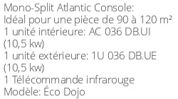 Climatiseur Console Éco Dojo 9,5 kWatts