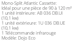 Climatiseur Cassette Dojo Eco 9 kWatts