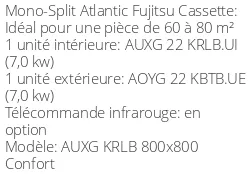 Climatiseur Cassette AUXG KRLB 800x800 Confort 6 kWatts