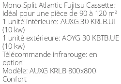 Climatiseur Cassette AUXG KRLB 800x800 Confort 8,5 kWatts
