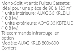Climatiseur Cassette AUXG KRLB 800x800 Confort 9,5 kWatts
