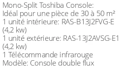 Climatiseur Console Double Flux 3,5 kWatts