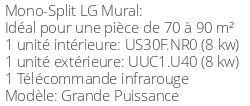 Climatiseur Mural Grande Puissance 8 kWatts Monophasé