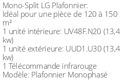 Climatiseur Plafonnier Monophasé 13,4 kWatts