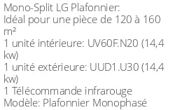 Climatiseur Plafonnier Monophasé 14,4 kWatts