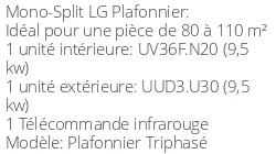 Climatiseur Plafonnier Triphasé 9,5 kWatts