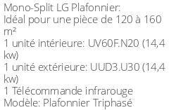 Climatiseur Plafonnier Triphasé 14,4 kWatts