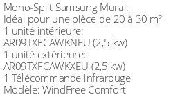 Climatiseur Mural WindFree Comfort 2,5 kWatts