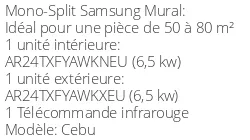 Climatiseur Mural Cebu 6,5 kWatts