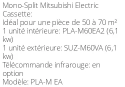 Climatiseur Cassette PLA-M EA 6,1 kWatts
