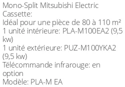 Climatiseur Cassette PLA-M EA 9,5 kWatts Triphasé