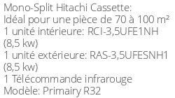 Climatiseur Cassette Primairy 8,7 kWatts