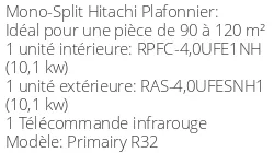 Climatiseur Plafonnier Primairy 9,8 kWatts