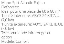 Climatiseur Plafonnier Confort 6,8 kWatts Monophasé