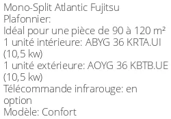 Climatiseur Plafonnier Confort 9,5 kWatts Monophasé