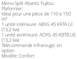 Climatiseur Plafonnier Confort 12,1 kWatts Monophasé