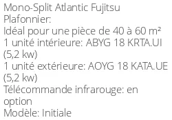 Climatiseur Plafonnier Initiale 5,2 kWatts Monophasé
