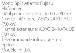 Climatiseur Plafonnier Initiale 6,8 kWatts Monophasé