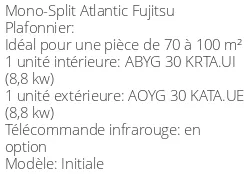 Climatiseur Plafonnier Initiale 8,5 kWatts Monophasé