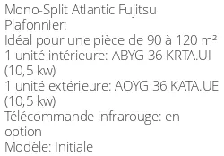 Climatiseur Plafonnier Initiale 9,5 kWatts Monophasé