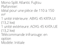 Climatiseur Plafonnier Initiale 12,1 kWatts Monophasé