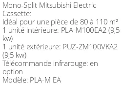Climatiseur Cassette PLA-M EA Power Inverter 9,5 kWatts Monophasé