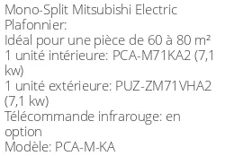 Climatiseur Plafonnier PCA-M-KA Power Inverter 7,1 kWatts