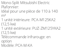 Climatiseur Plafonnier PCA-M-KA Power Inverter 12,5 kWatts