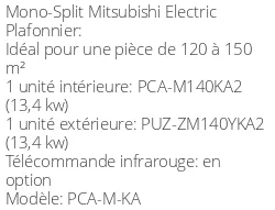 Climatiseur Plafonnier PCA-M-KA Power Inverter 13,4 kWatts